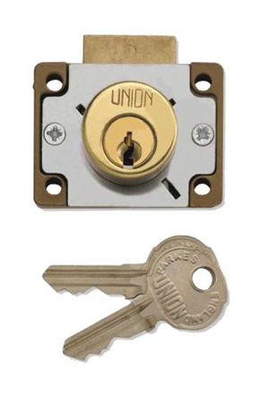 Union 4147 Cylinder Cupboard & Drawer lock to suit wooden doors or drawers.