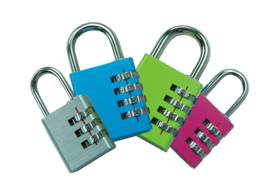 Asec Coloured Aluminium Open Shackle Combination Padlock