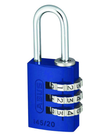 ABUS 145 Series Coloured Aluminium Combination Open Shackle Padlock