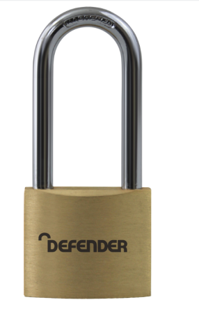 DEFENDER Brass Long Shackle Padlock