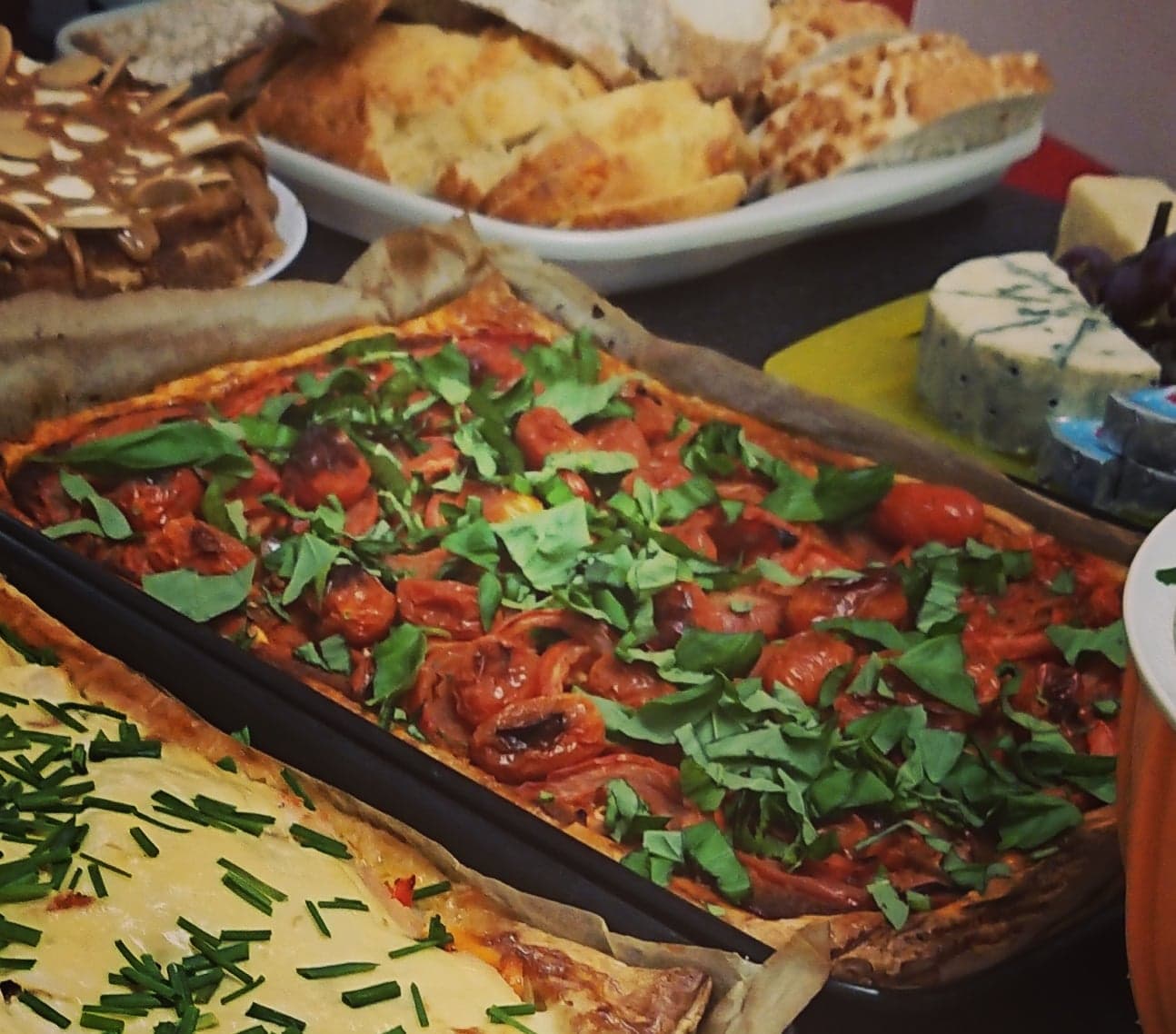 Homemade Open Tomato pie made by Pamela Kemp for charity lunch day